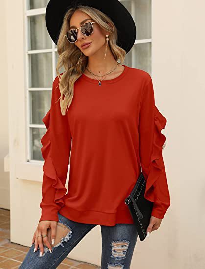 Women's Clothing Casual Round Neck Sweater Pleated Long Sleeve Top For Women