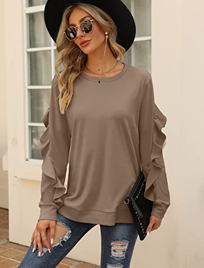 Women's Clothing Casual Round Neck Sweater Pleated Long Sleeve Top For Women