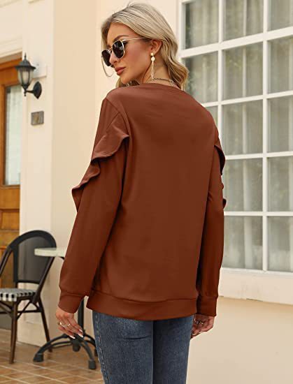 Women's Clothing Casual Round Neck Sweater Pleated Long Sleeve Top For Women