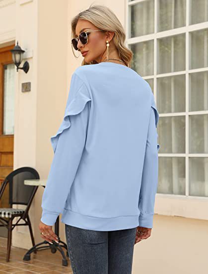 Women's Clothing Casual Round Neck Sweater Pleated Long Sleeve Top For Women