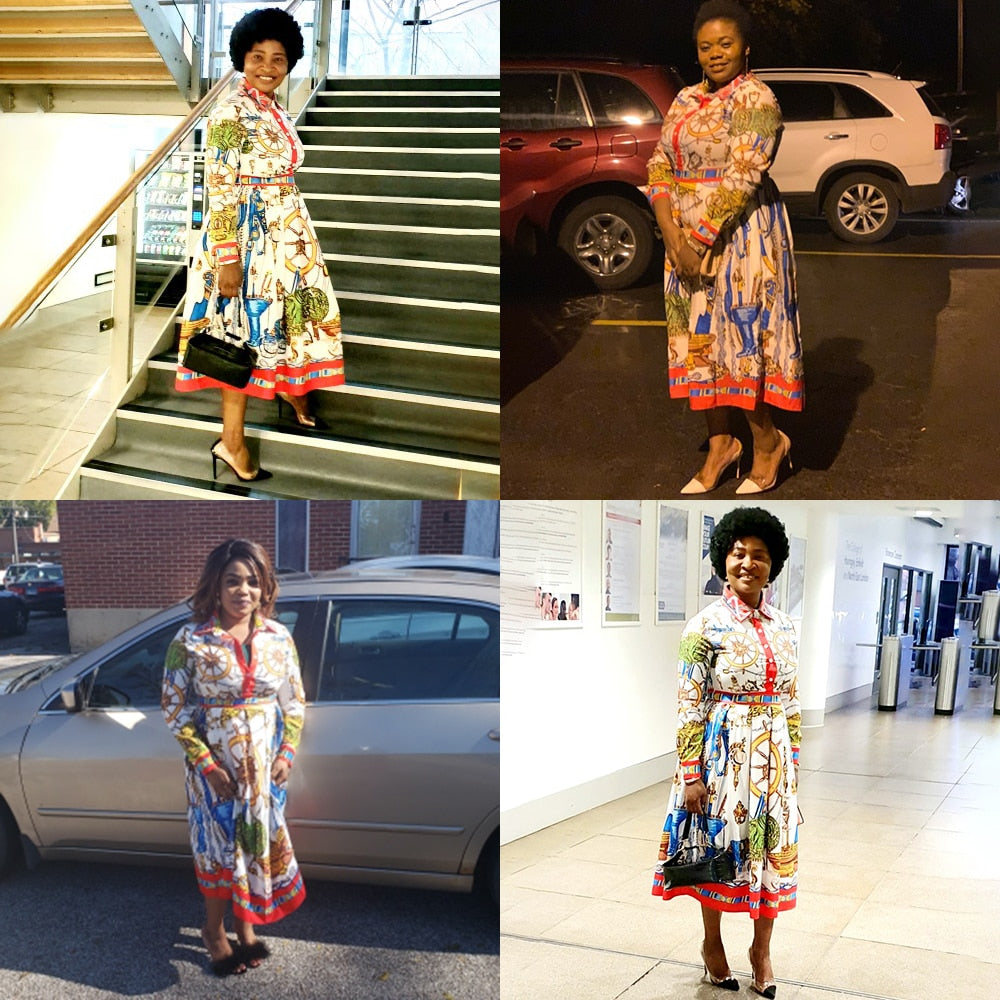 Ladies Tunic Pleated Midi Dress
