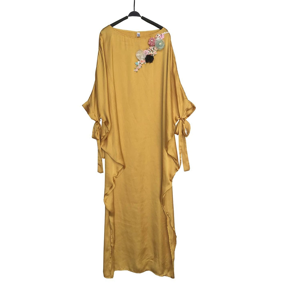 Vintage Plus Size African Satin Maxi Dress