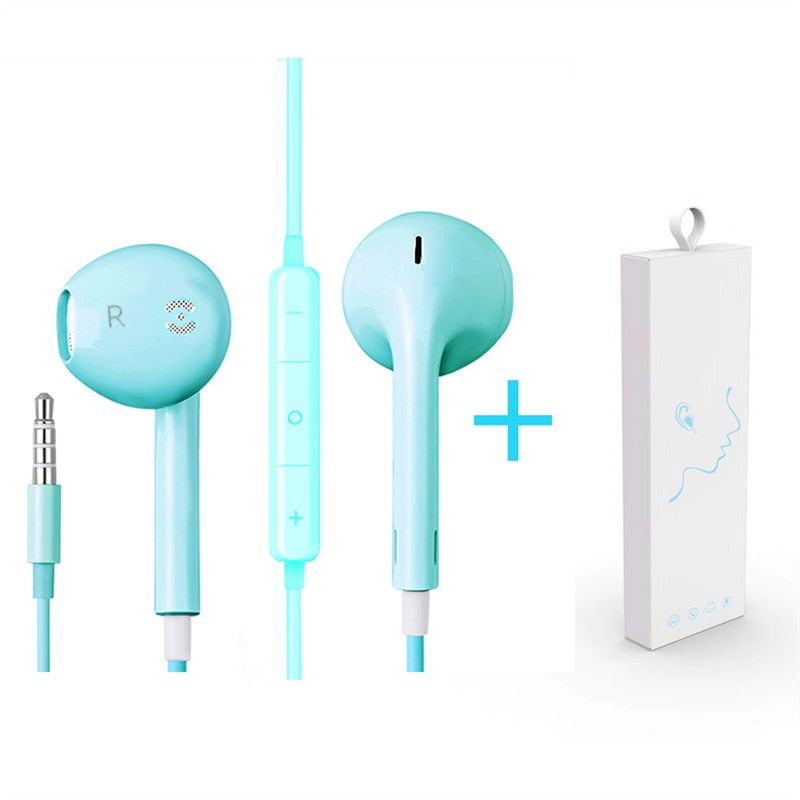 Wired Headphone With Mic 3D Stereo Earbuds