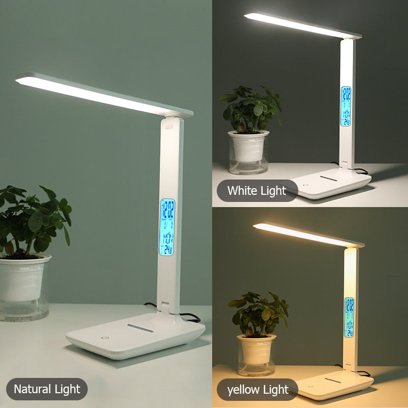 Desk Lamp With Calendar, Temperature & Alarm Clock