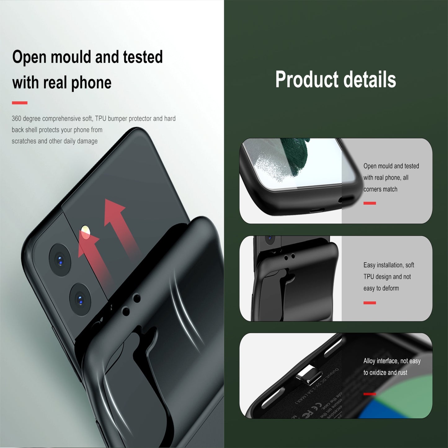 Charger Case For Samsung Galaxy Note 20 Ultra 8 9 10 S8 S9 S10 S20 S21 Plus S10e battery charger case charging Shockproof Case