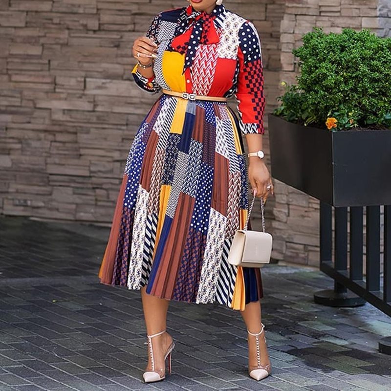 Color Block Dress Women Fashion