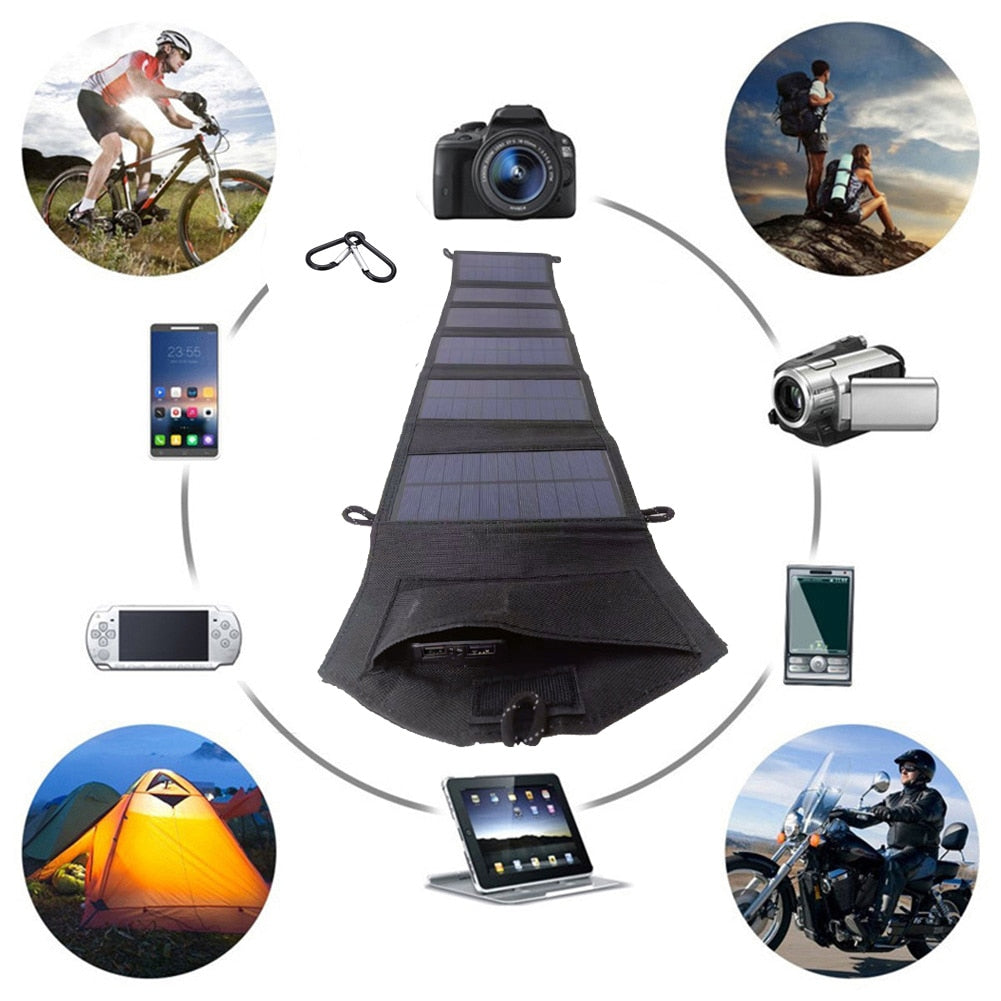 Portable Solar Panel Folding Outdoor 20W 5V USB Charger (H)