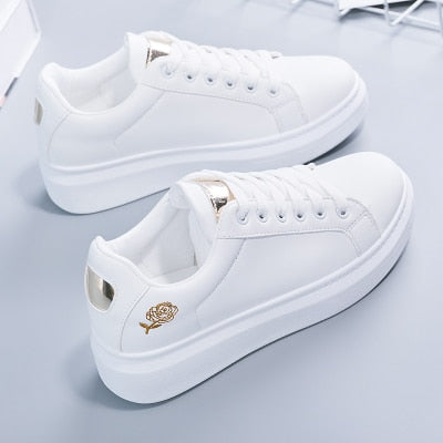 Breathable Flower Lace-Up Women Sneakers