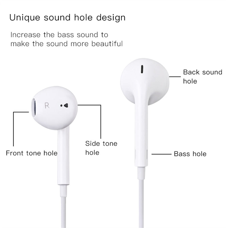 Wired Headphone With Mic 3D Stereo Earbuds