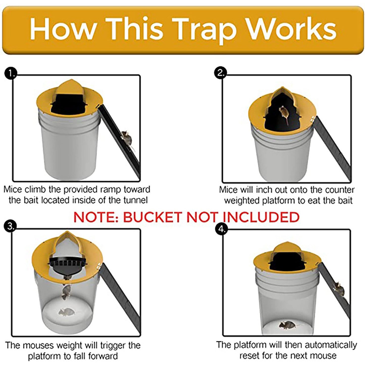 Reusable Smart Mouse Rat Trap Plastic Flip N Slide Bucket Lid Mouse Rat Mouse Trap Humane Or Lethal Trap Door Style Multi Catch