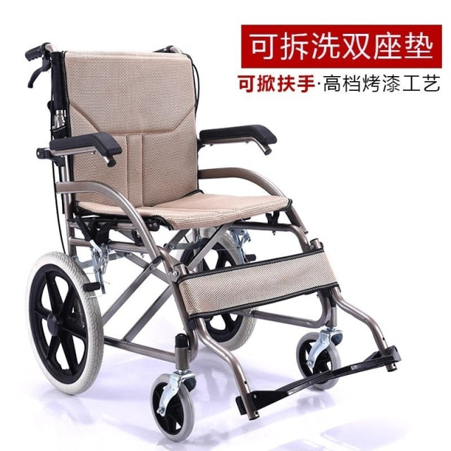 Assist State Wheelchair Fold Light Portable Exceed Light Old Age Wheelbarrow The Elderly Small-scale Solid Round Travel A