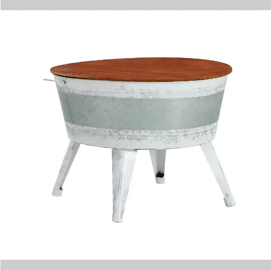 Cocktail Table With Metal Decoration With Wooden Top