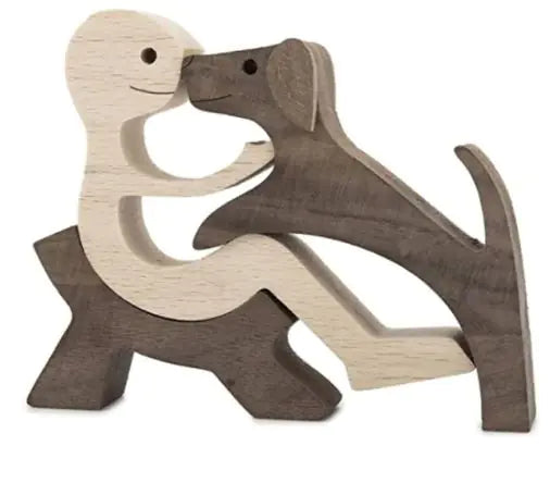 Wood Dog Sculpture Home Decoration