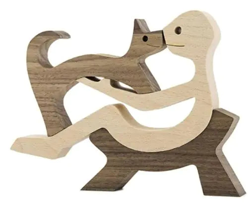 Wood Dog Sculpture Home Decoration