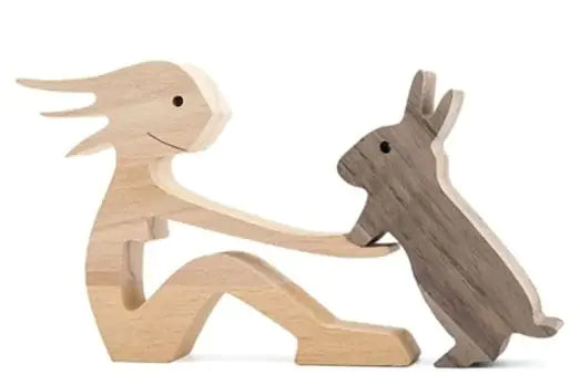 Wood Dog Sculpture Home Decoration