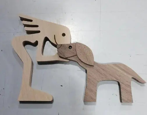 Wood Dog Sculpture Home Decoration