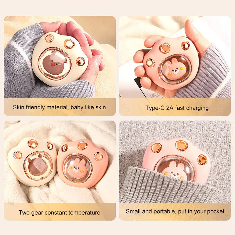 Mini Electric Hand Warmer Cat Paw Cute Claw Winter Heater Quick Heating USB Rechargeable Pocket Portable Small Mini Hands Warmer