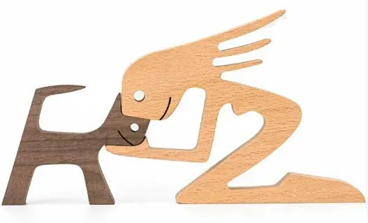 Wood Dog Sculpture Home Decoration