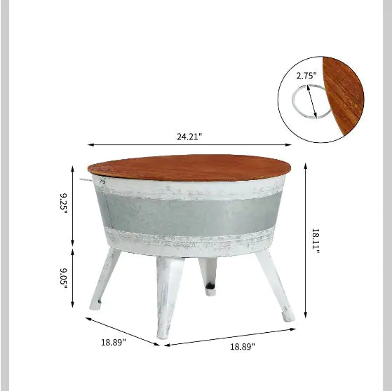 Cocktail Table With Metal Decoration With Wooden Top