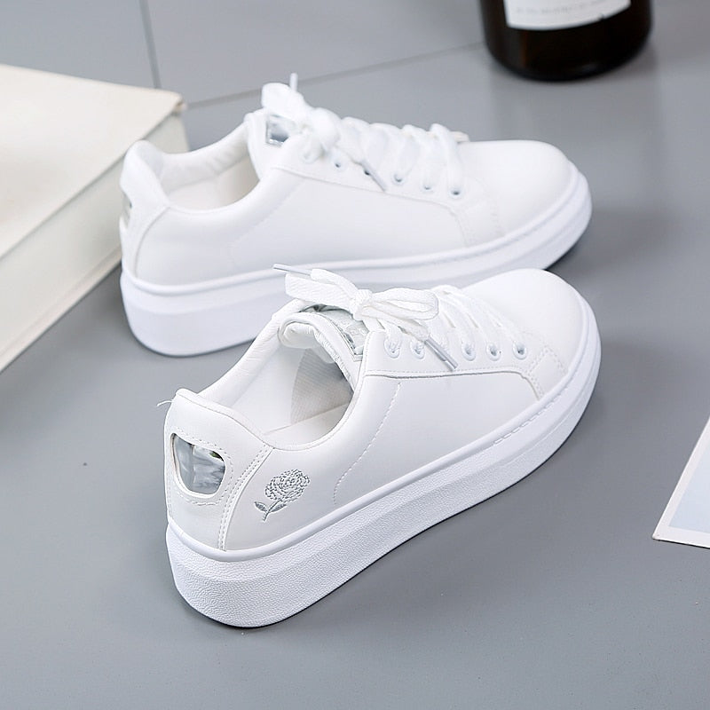 Breathable Flower Lace-Up Women Sneakers