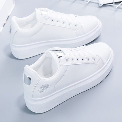 Breathable Flower Lace-Up Women Sneakers