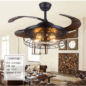 BTX Nordic Modern Ceiling Fan With Light Remote Control Retro Fan Lamp E27