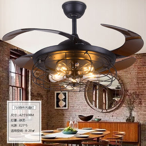 BTX Nordic Modern Ceiling Fan With Light Remote Control Retro Fan Lamp E27