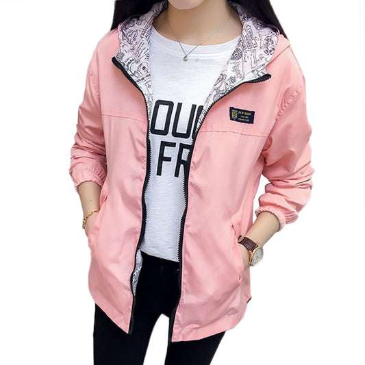 Women's Pocket Zipper Hooded Two Side Wear