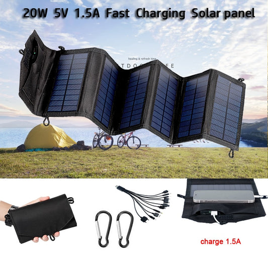 Portable Solar Panel Folding Outdoor 20W 5V USB Charger (H)