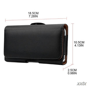 18.5 x 10.5 x 2.5cm PU Leather Horizontal Waist Belt Clip Pouch Phone Bag Holster Protective Case on for Men