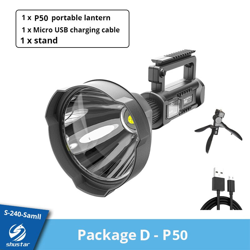 Super bright LED Portable Spotlights Flashlight searchlight With P70.2 Lamp Bead Mountable bracket Suitable for expeditions,etc.