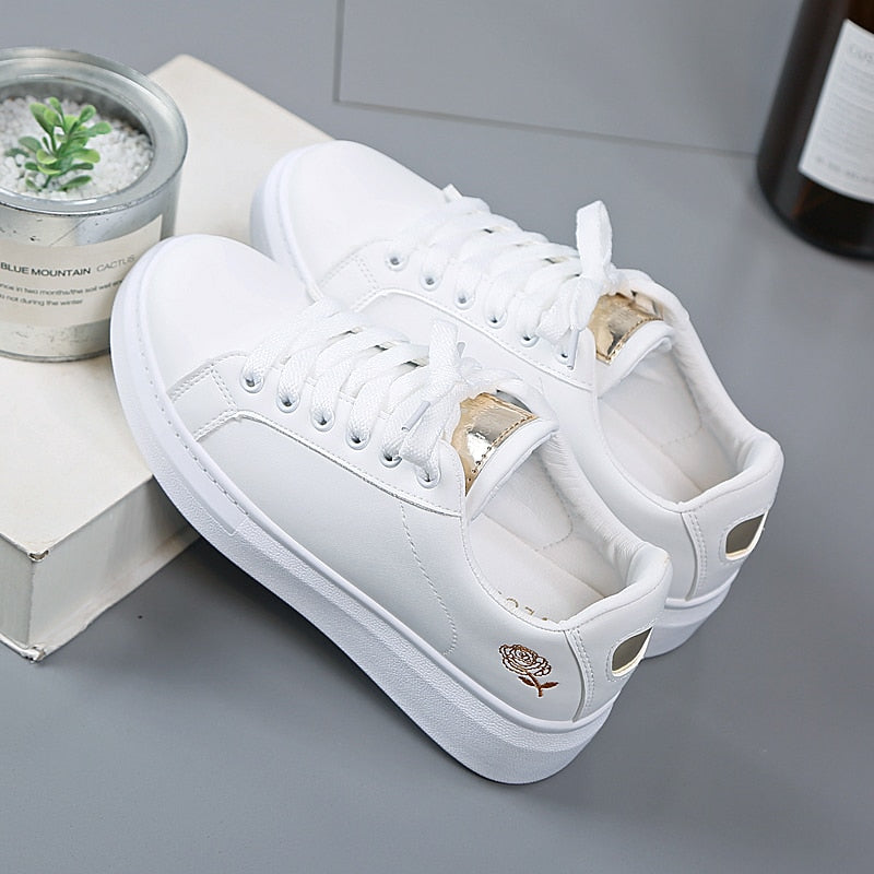 Breathable Flower Lace-Up Women Sneakers